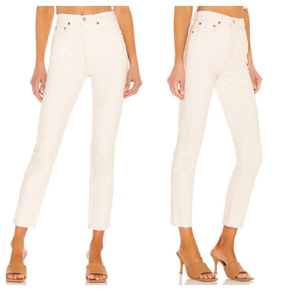 RE/DONE Orginals 90s High Rise Ankle Crop Jeans in Vintage White Women's 26 - Picture 1 of 12